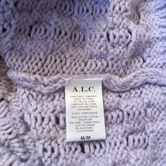 A.L.C Serena Blouson-Sleeve Cable-Knit Lavender Sweater Size M - Picture 9 of 11